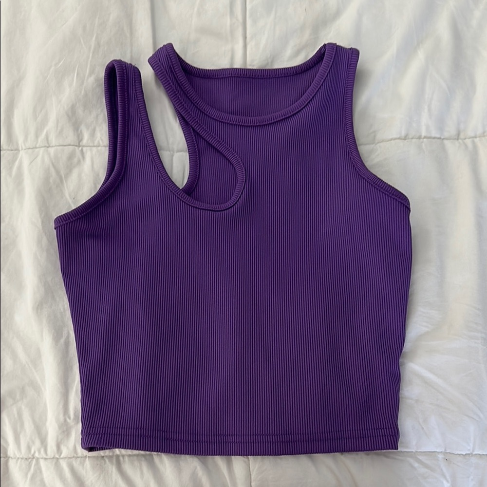 Purple Ribbed Women's Crop Top